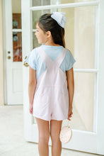 Channing Choo Choo Overalls Palm Beach Pink & Worth Avenue White Stripe With Heart Applique