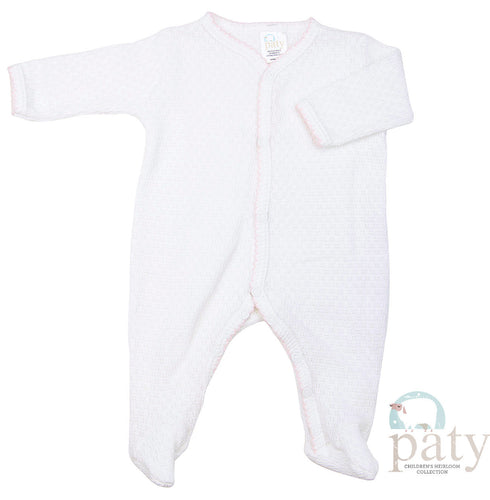White Footie with Pink Trim