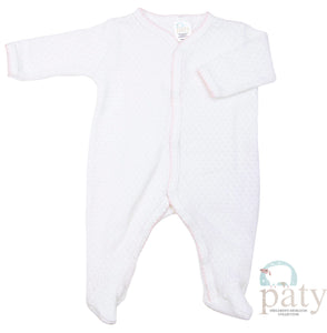 White Footie with Pink Trim