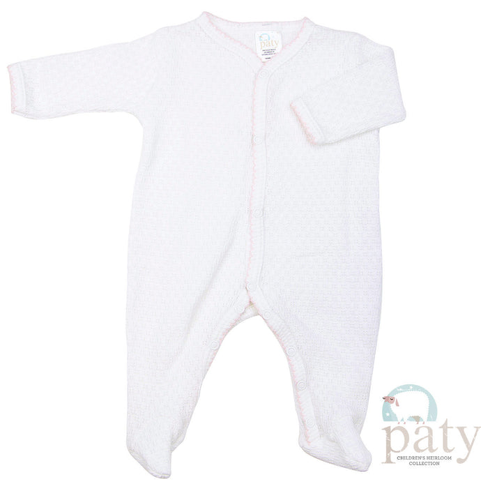 White Footie with Pink Trim