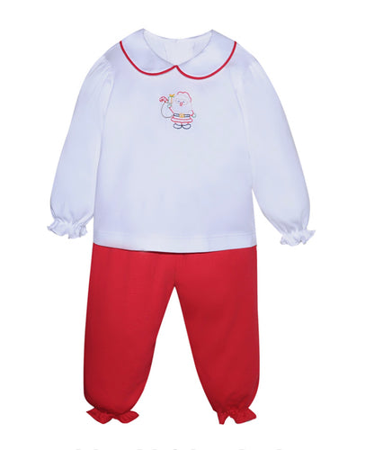 Girl Pant Set, Santa w/ Present