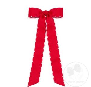 Medium Moonstitch Longtail Bow Red w/white (9646)