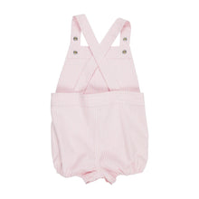 Channing Choo Choo Overalls Palm Beach Pink & Worth Avenue White Stripe With Heart Applique