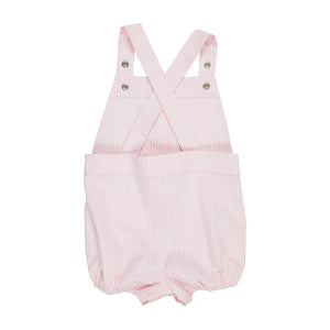 Channing Choo Choo Overalls Palm Beach Pink & Worth Avenue White Stripe With Heart Applique