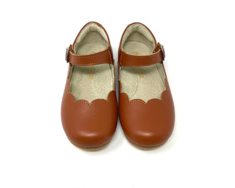 Lamour Sonia Scalloped Flat, Cognac