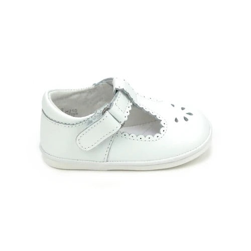 Dottie Scalloped T-Strap Mary Jane White