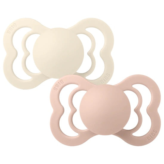 BIBS Pacifier SUPREME Silicone 2 PK Ivory/Blush