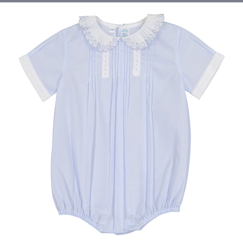 Boys Vintage Scallop Collar Creeper, Blue