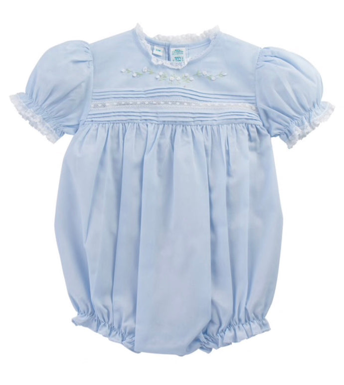 Blue Floral Bullions & Lace Romper