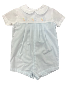 Blue Embroidered Bunny Romper