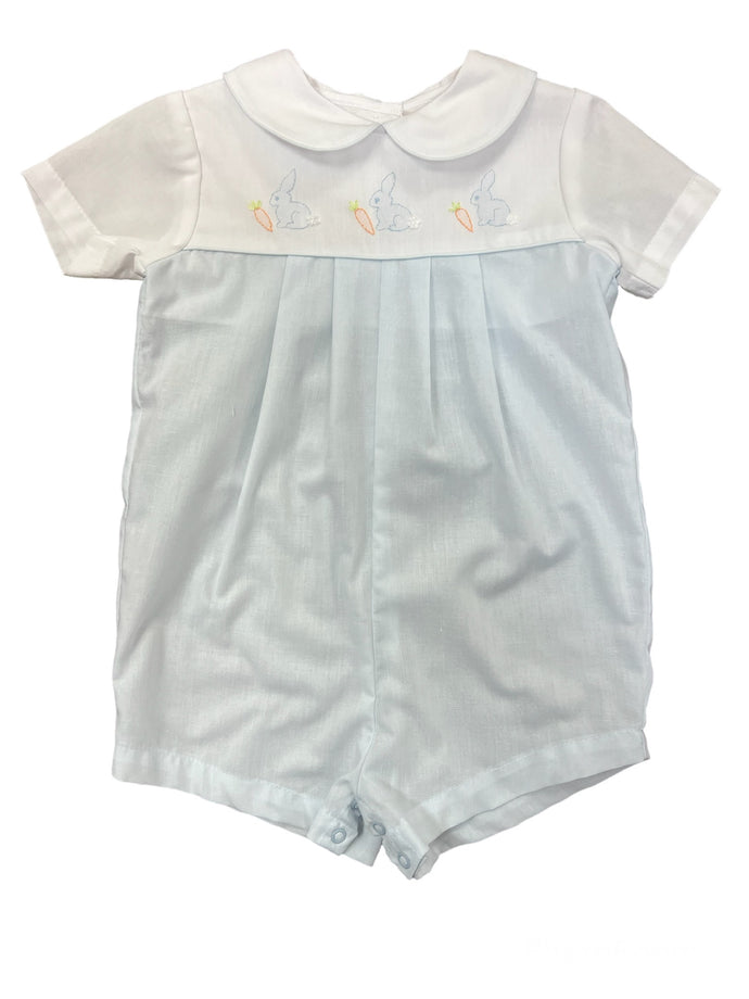Blue Embroidered Bunny Romper