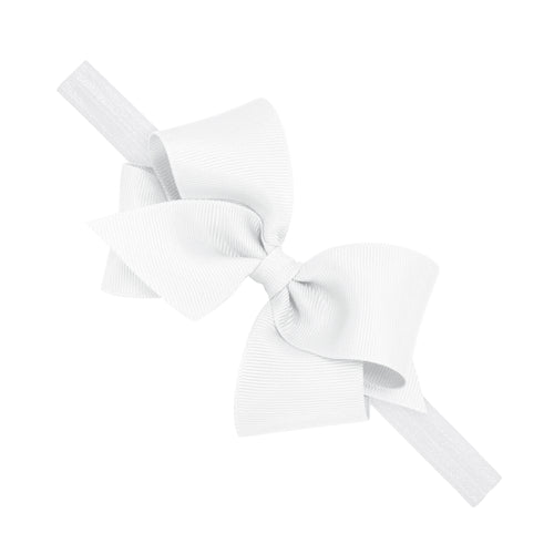 White Small Classic Grosgrain Bow On matching Band