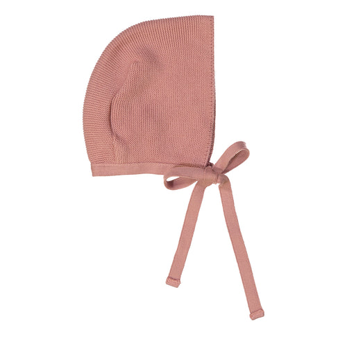 Classic Knit Bonnet, Coral Rose