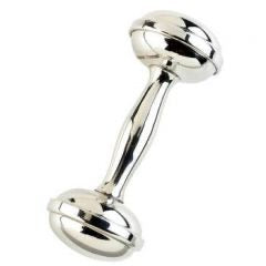 Pewter Dumbbell Baby Rattle