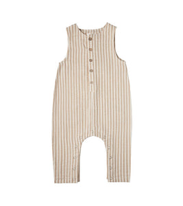 0/3m Striped Button Jumpsuit, Almond