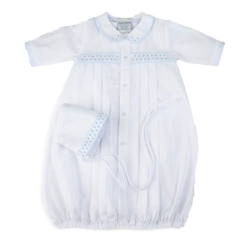 White Boys Dot Embroidered Take Me Home Gown with Hat