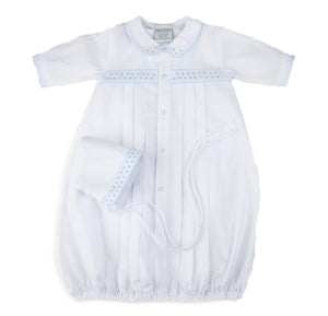 White Boys Dot Embroidered Take Me Home Gown with Hat