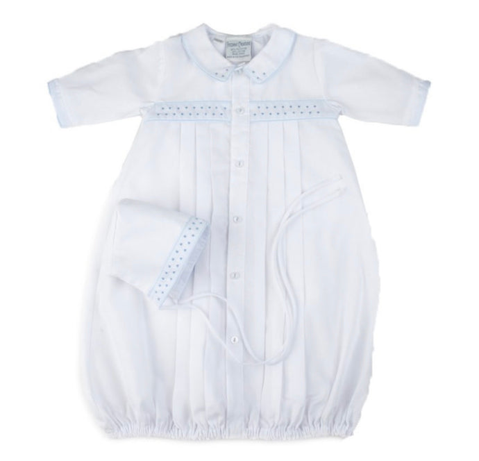 White Boys Dot Embroidered Take Me Home Gown with Hat