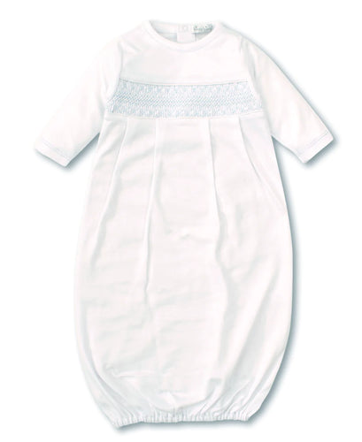 Charmed Hand Smocked Blue Sack Gown