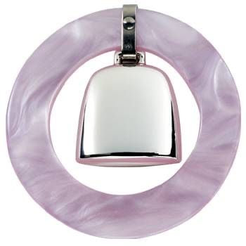 Silver Teething Rattle, Pink