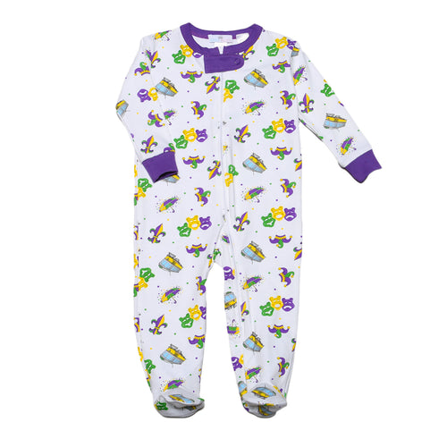 Mardi Gras Zipper Footie