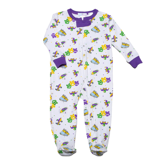 Mardi Gras Zipper Footie