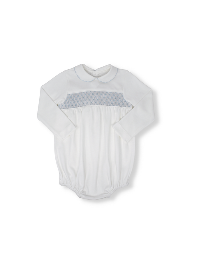 White w/ Blue Long Sleeve Windsor Bubble