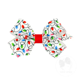 Mini Christmas Lights Print Grosgrain Bow