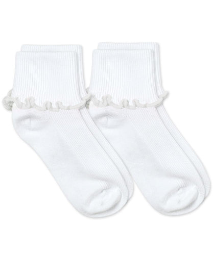 2221 Ripple Edge Turn Cuff Socks 2pk white/white