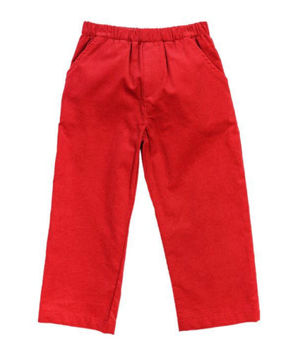 Red Corduroy Pull On Elastic Pants