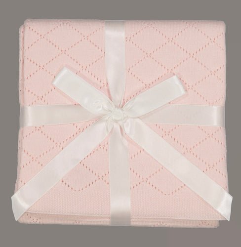 Diamond Pointelle Knit Blanket, Pink