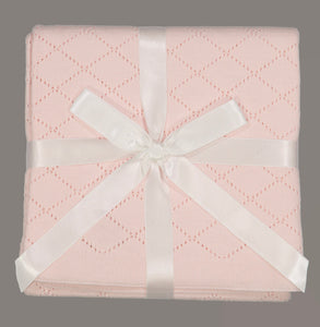 Diamond Pointelle Knit Blanket, Pink