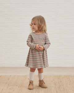 Ribbed Long Sleeve Dress, Autumn Stripe