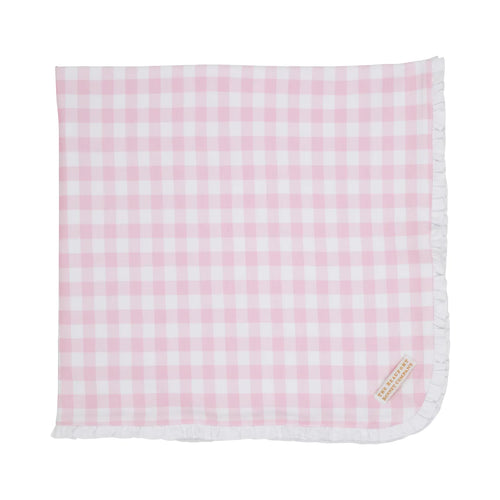 Baby Buggy Blanket Palm Beach Pink Gingham With Worth Avenue White