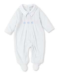 Train Velour Footie, Lt Blue