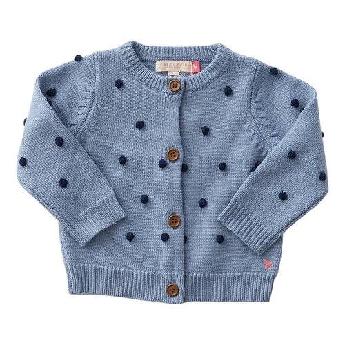 Maude Sweater, Faded Blue w/ Poms