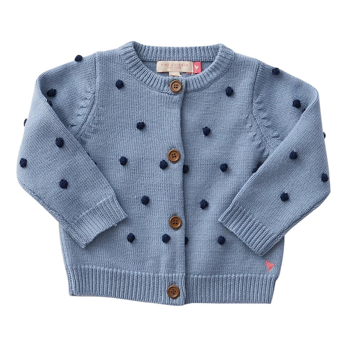 Maude Sweater, Faded Blue w/ Poms