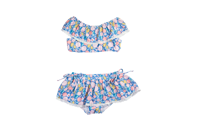 Eyelet Two Piece Swim, Citrus Splash
