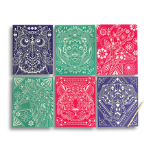 scratch and shine foil scratch art kit - geometric animals