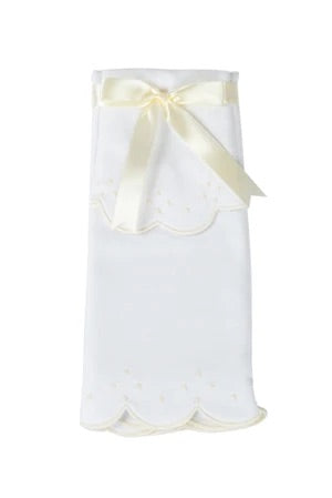 Scalloped Bib and Burp Set, Ecru
