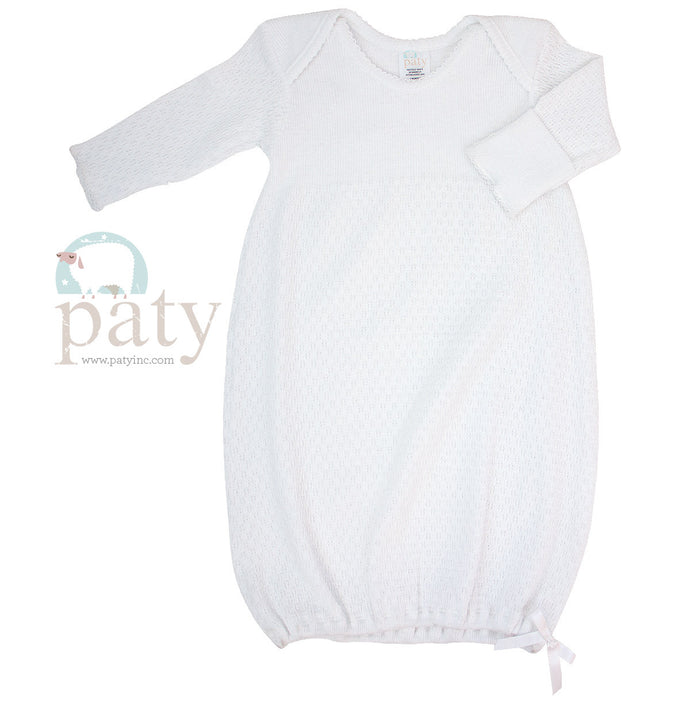 Paty Lap Shoulder Gown White with White trim