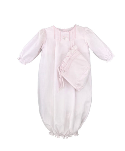Pink Pretty Openwork Layette Bag Gown and bonnet