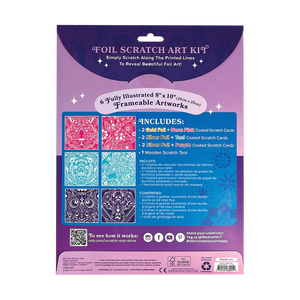 scratch and shine foil scratch art kit - geometric animals