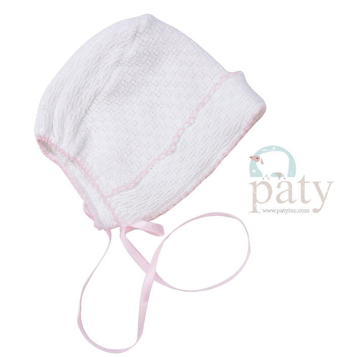 White Bonnet with Color Trim