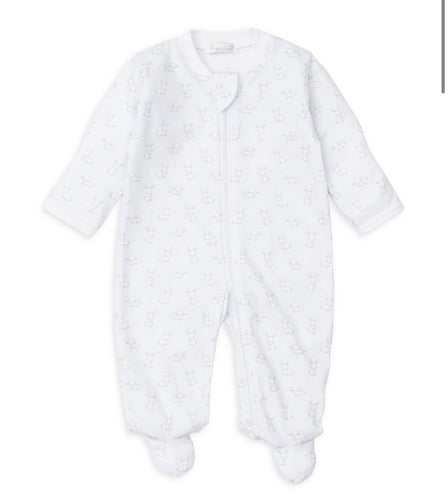 Gingham Bunnies Footie, Blue
