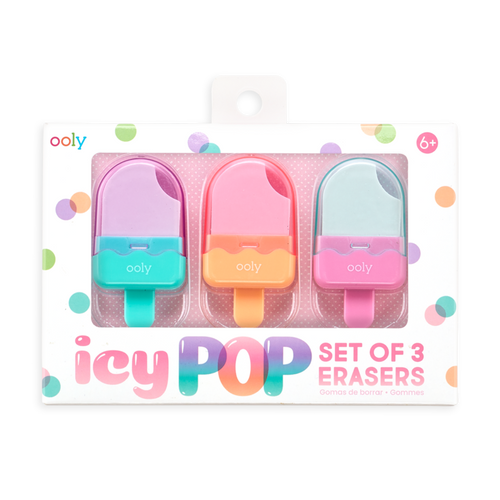 icy pop erasers - set of 3
