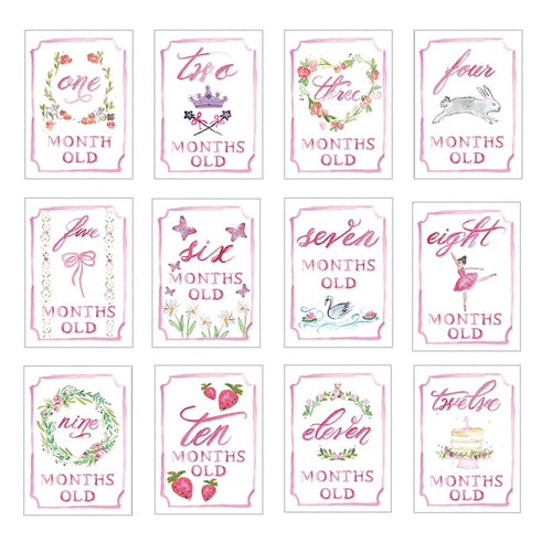 Pink Month by Month Baby Cards