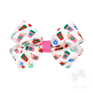 Mini Christmas Cups Print Grosgrain Bow