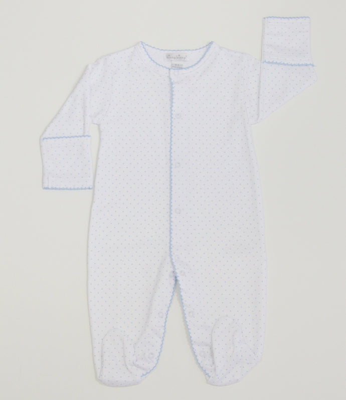 White w/ Blue Dots Footie