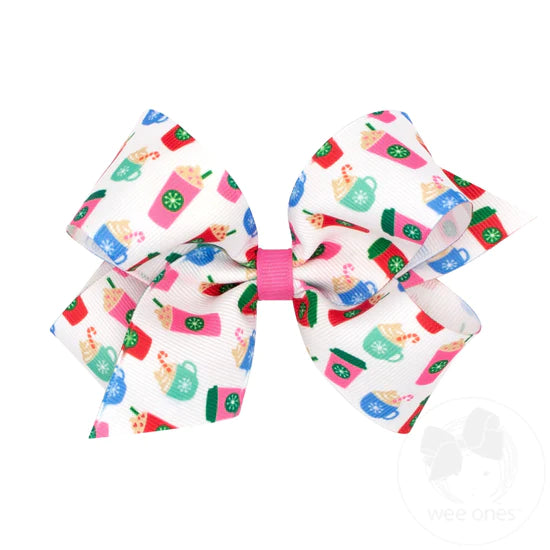 Medium Christmas Cup Hair Bow